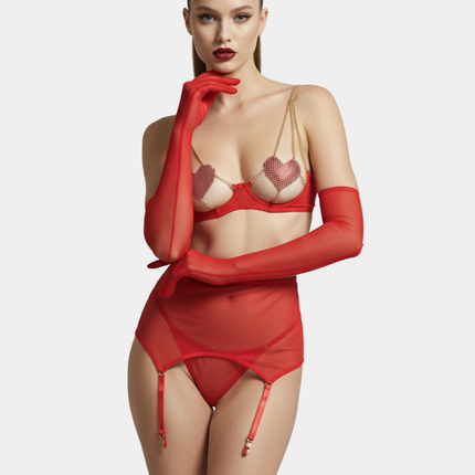 Handschue Halbtransparente Rot