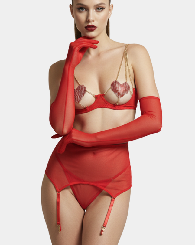 Handschue Halbtransparente Rot